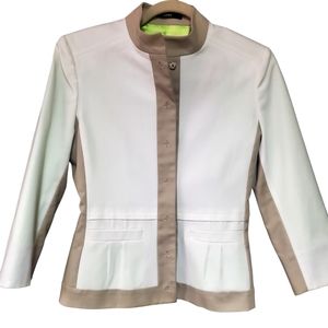 Tahari Ophelia Fitted Blazer/Jacket White/Cottonseed Size 4